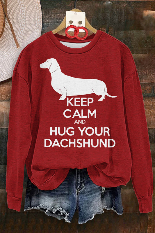 Casual Dachshund Slogan Print Long Sleeve Sweatshirt