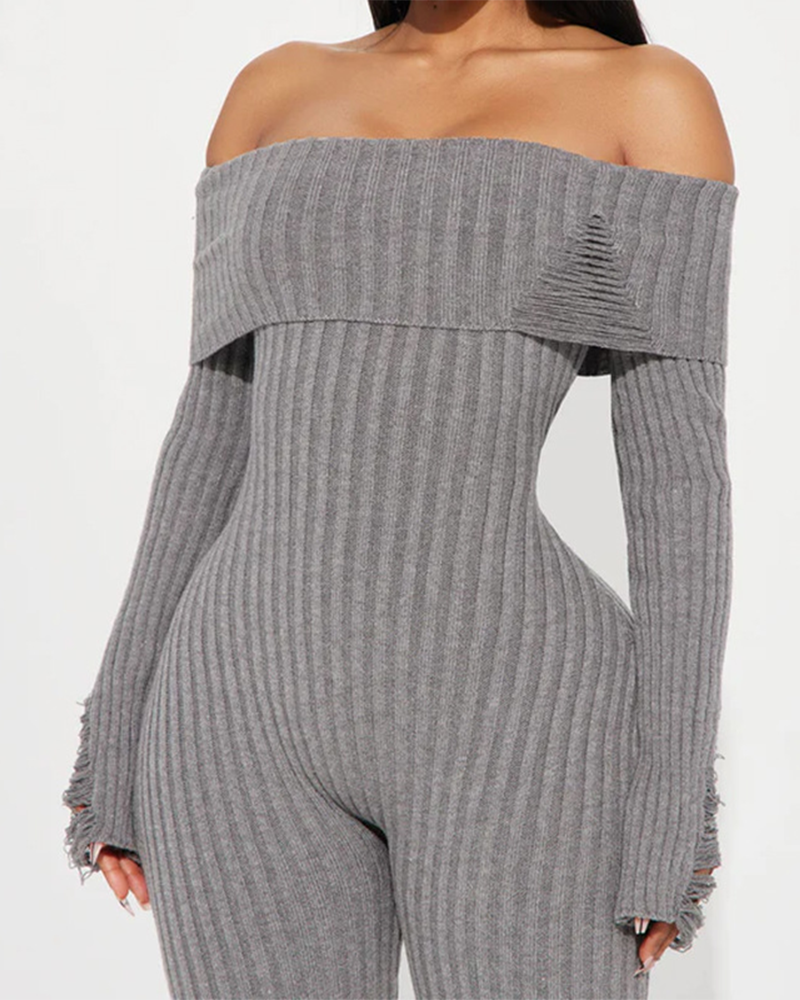 Shoulder-Exposed Skinny Jumpsuits