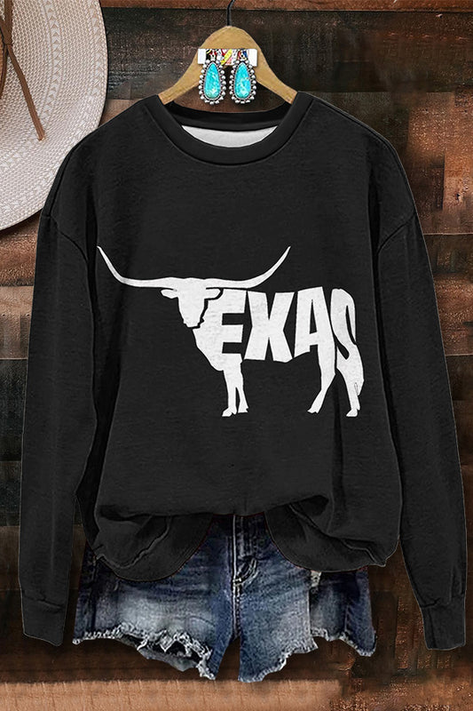 Texas Cow Print Sweatshirt