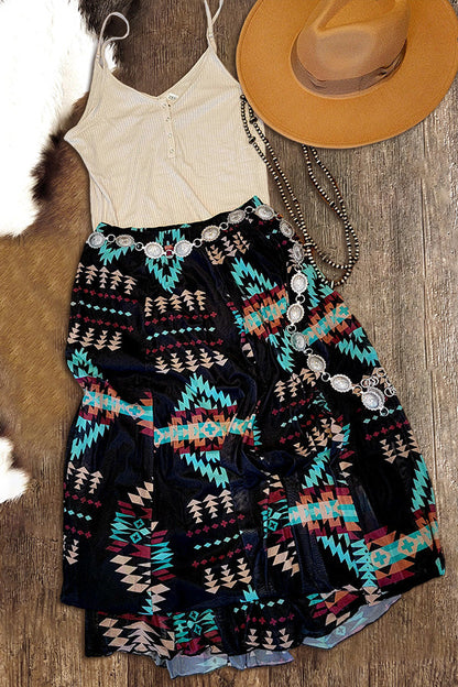 Pretty Western Aztec Print Skirt