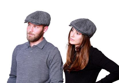 Herringbone Wool 8 Panels Newsboy Cap, PEAKED  Hat