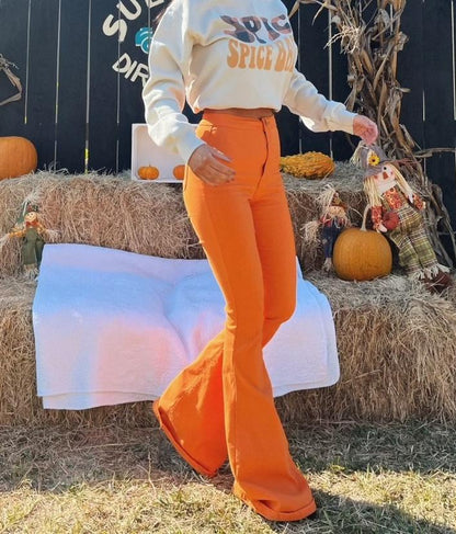 Halloween Orange Flared Jeans