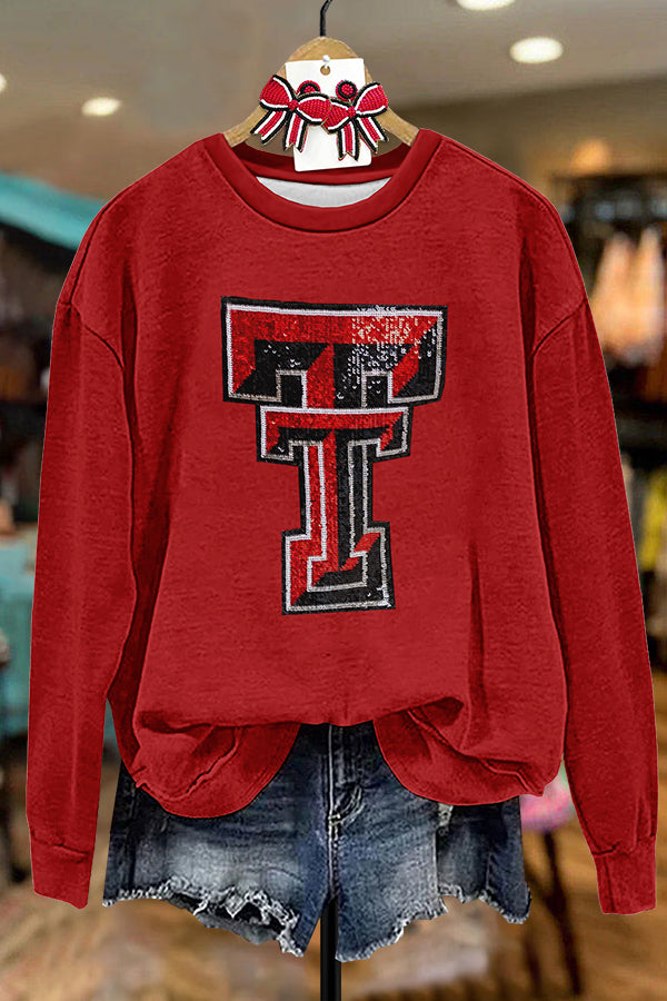 Classic Texas Tech Red Raiders Sequin Print Sweatshirt