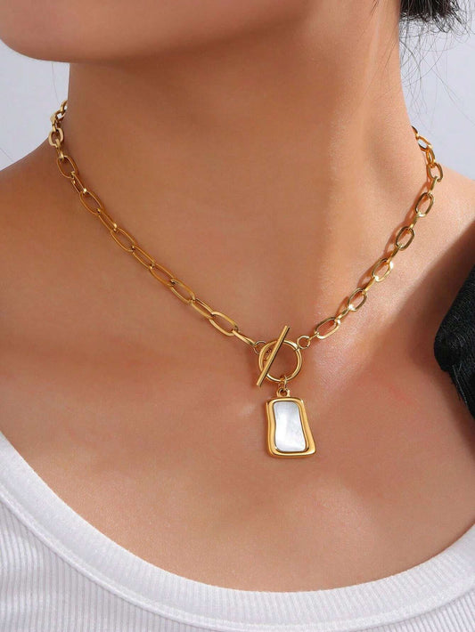 Gold Plated Geometric Square Necklace