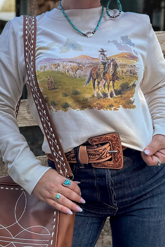 Western Print Cowboy Sweatshirt