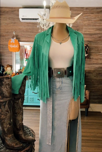 Women's Solid Color Slim Fit Classic Fringe Jacket