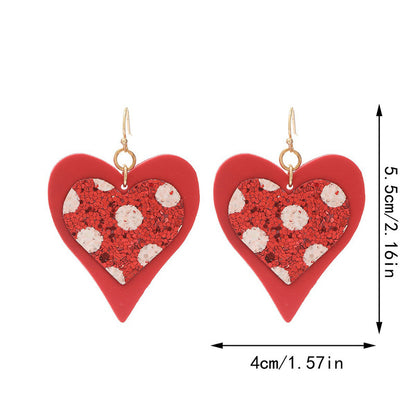 Valentine's Day Sequins Two-tier Teardrop Earrings