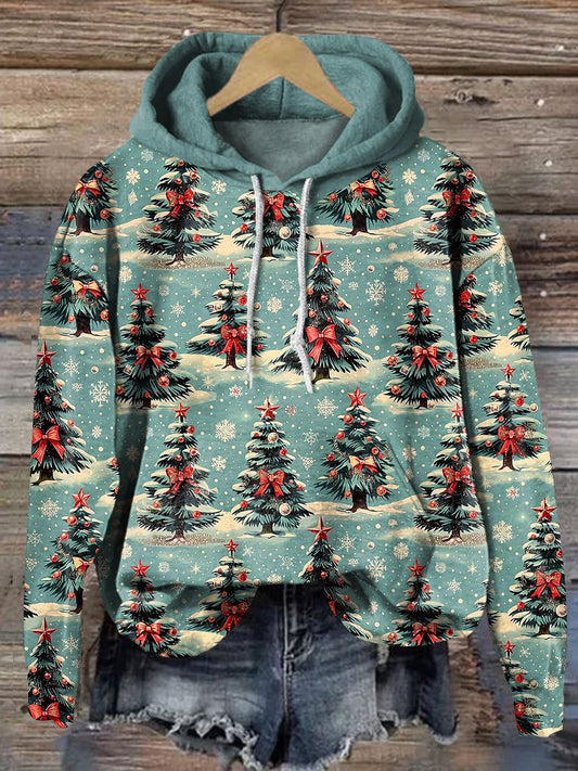 Christmas Tree Seamless Pattern Art Print Casual Sweatshirt