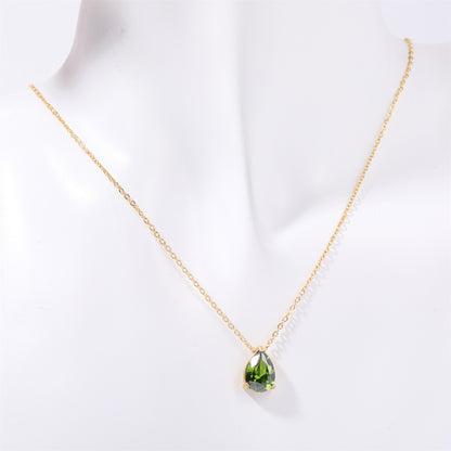 Women's December Birthday Pear-shaped Teardrop Zircon Necklace