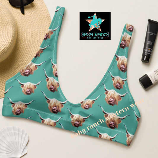 Yeehaw Highland Cow Bikini Top