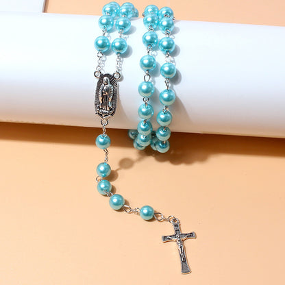 Vintage Faith Cross Beaded Necklace