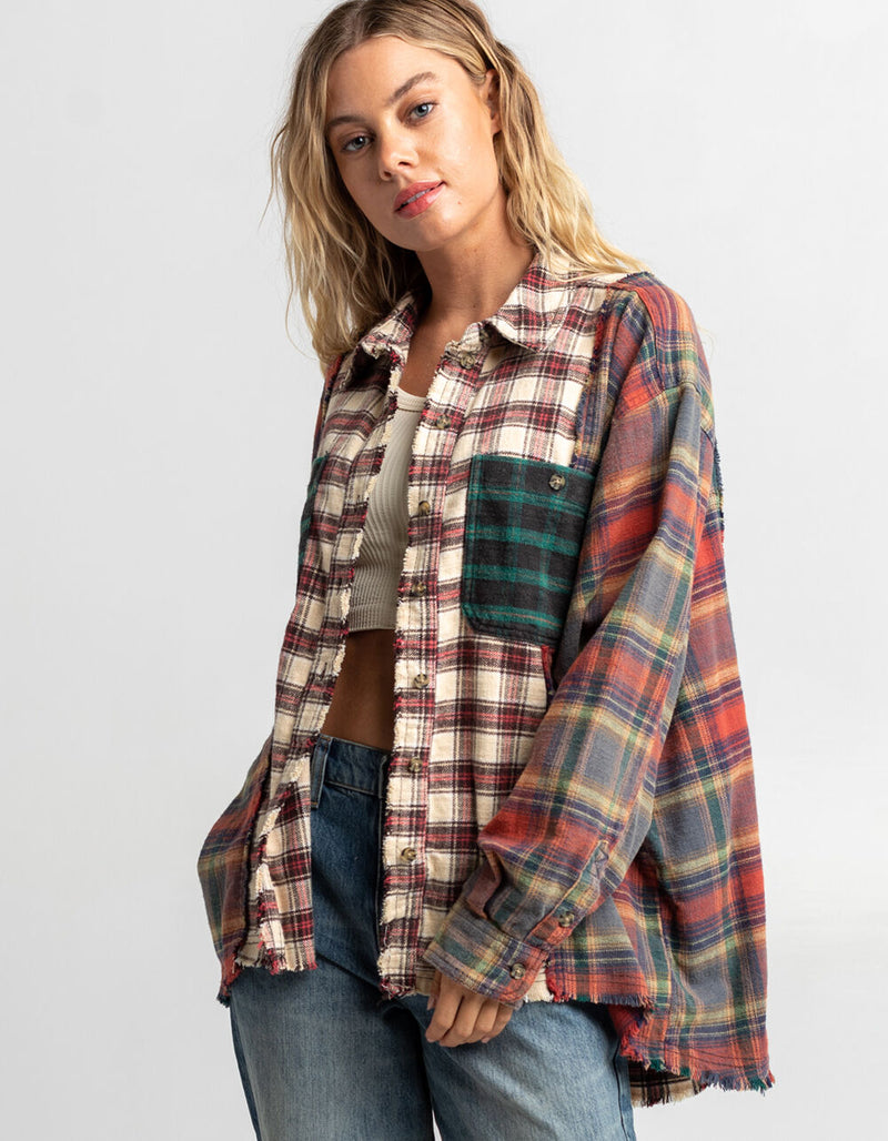 Paneled Flannel Shirt