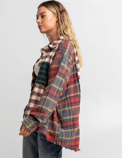 Paneled Flannel Shirt