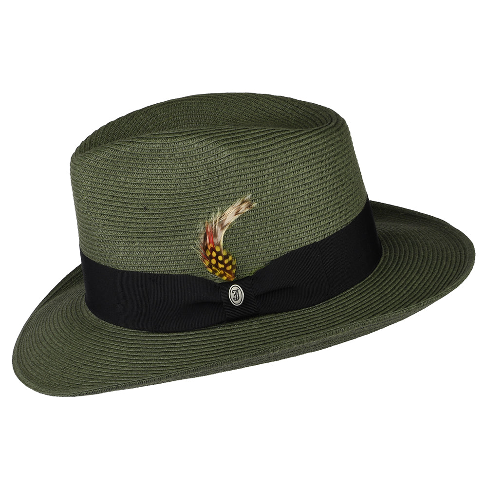 Jaxon & James Summer C-Crown Straw Fedora Hat - Olive