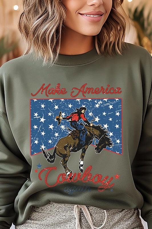 Make America Cowboy Graphic Fleece Sweatshirts choice of colors