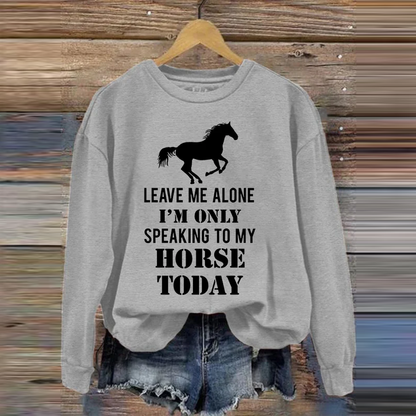 Horse Letter Print Crew Neck Sweatshirt