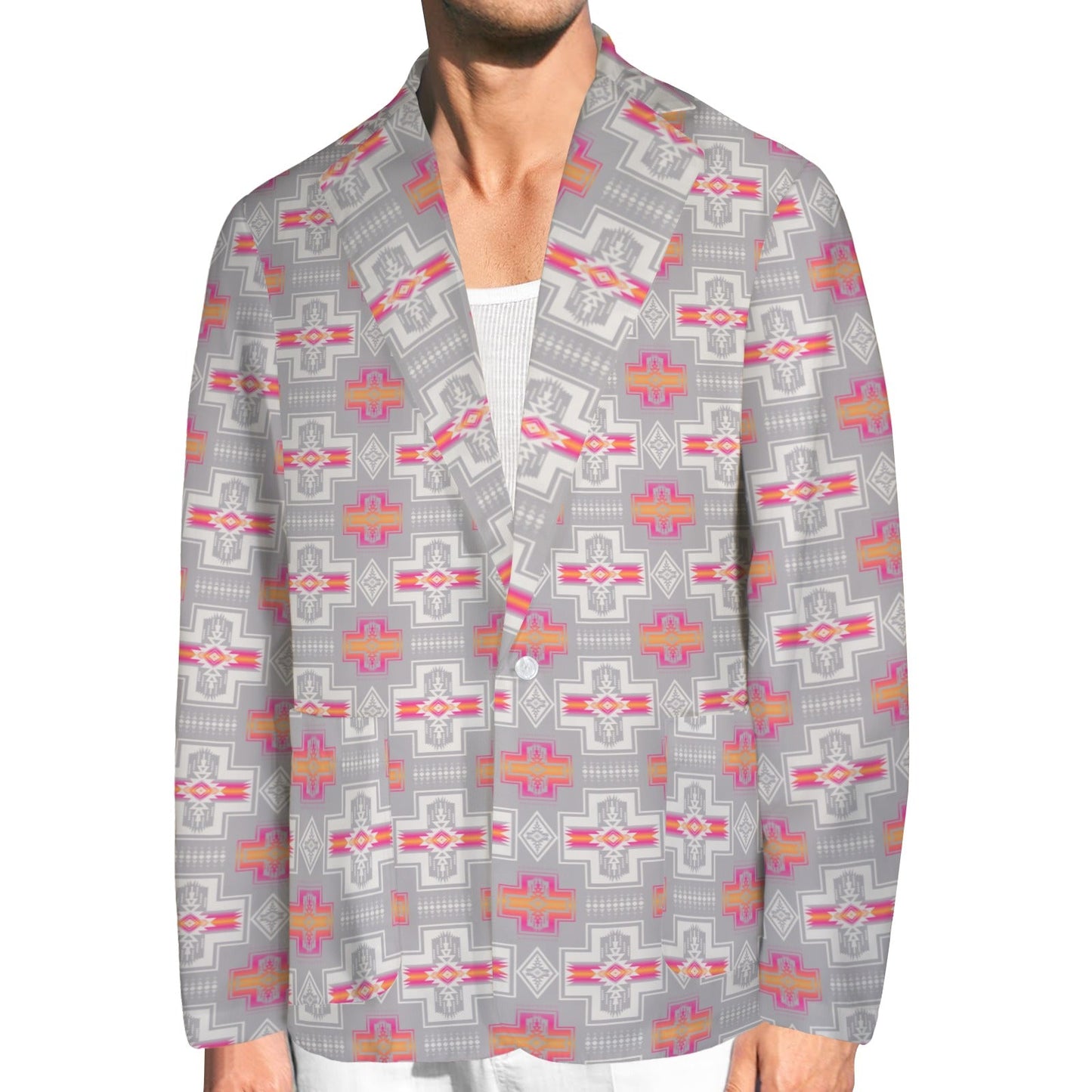 Pink Fire Aztec Mens Western Blazer