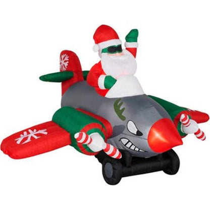 Christmas-inflatable christmas santa airplane