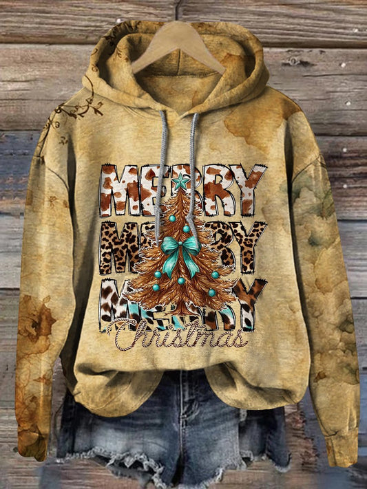 Western Christmas Print Casual Sweatshirt