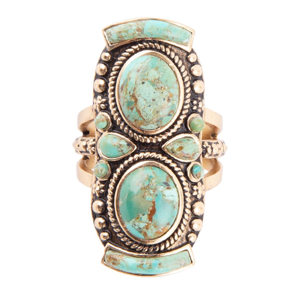 Double Up Turquoise Shield Ring