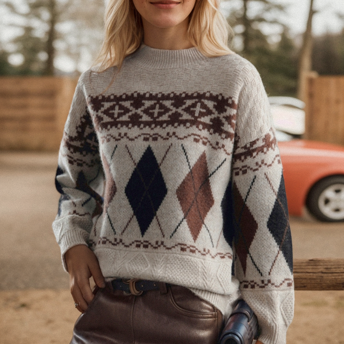 Retro Ethnic Style Oversized Sweater