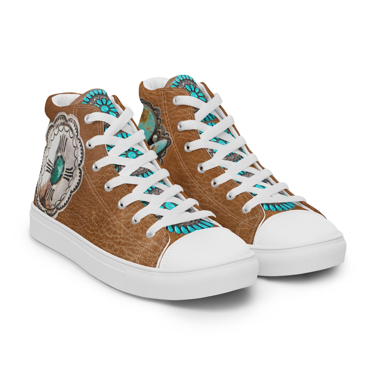 Turquoise Concho Women__ high top canvas shoes