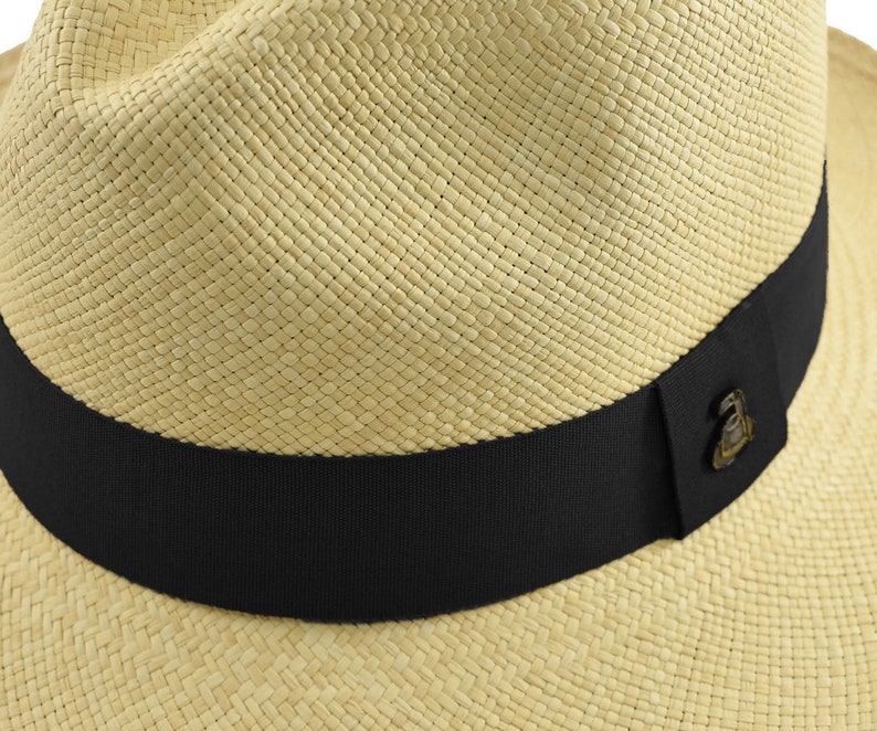 Genuine Panama Hat - Customizable Band Color - Classic Summer Fedora - Natural Toquilla Straw - Handwoven in Ecuador - EA - HatBox Included