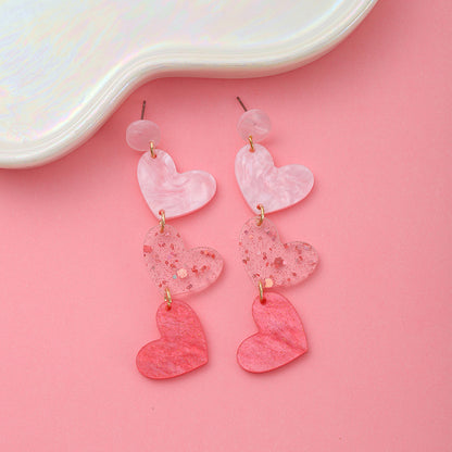 Valentine's Day Sequin Gradient Irregular Heart Earrings