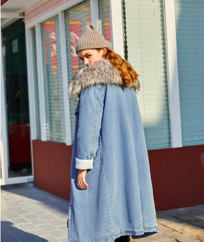 Women's Mid-length Denim Cotton Coat