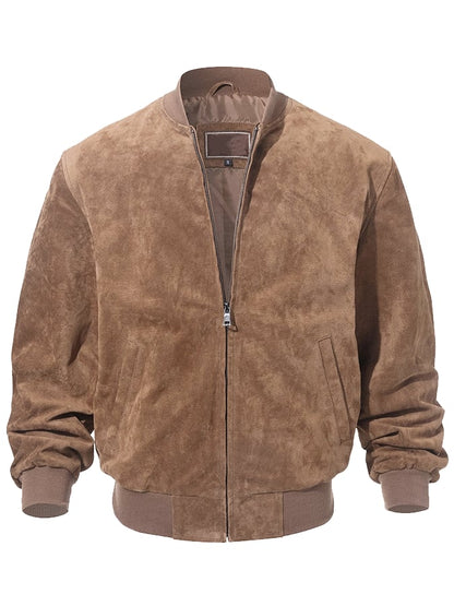 Men's Vintage Suede Pocket Stand Collar Outdoor Jacket