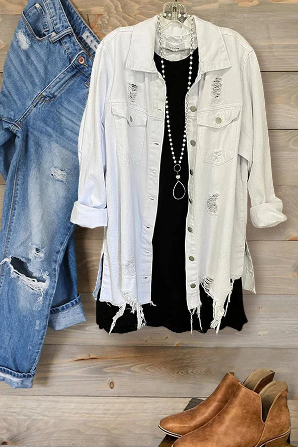 Casual Frayed Ripped Jacket