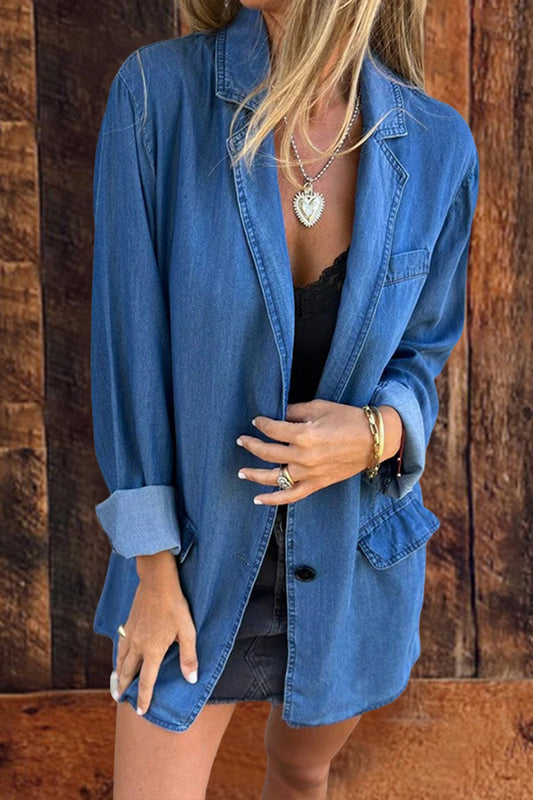 Lapel Denim Blazer