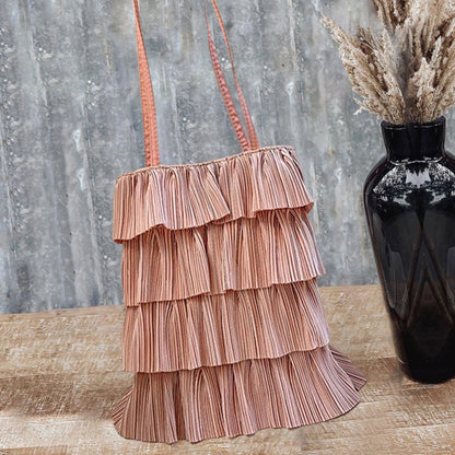 Solid Color Tassel Pleated Bag