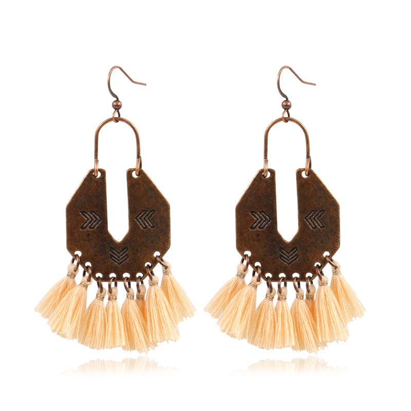 Women's Bohemian U-shaped Alloy Tassel Earrings