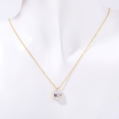 Women's December Birthday Pear-shaped Teardrop Zircon Necklace