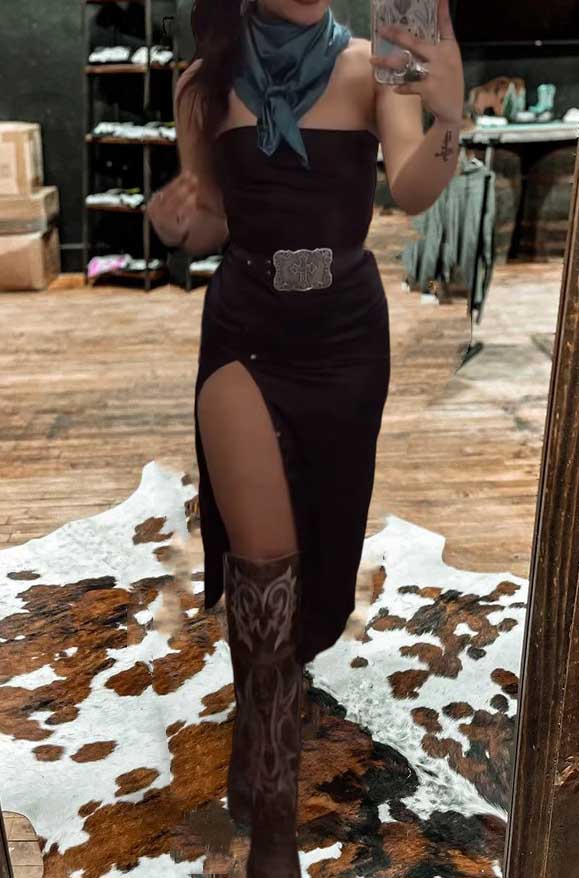 Black Tube Top Slit Dress