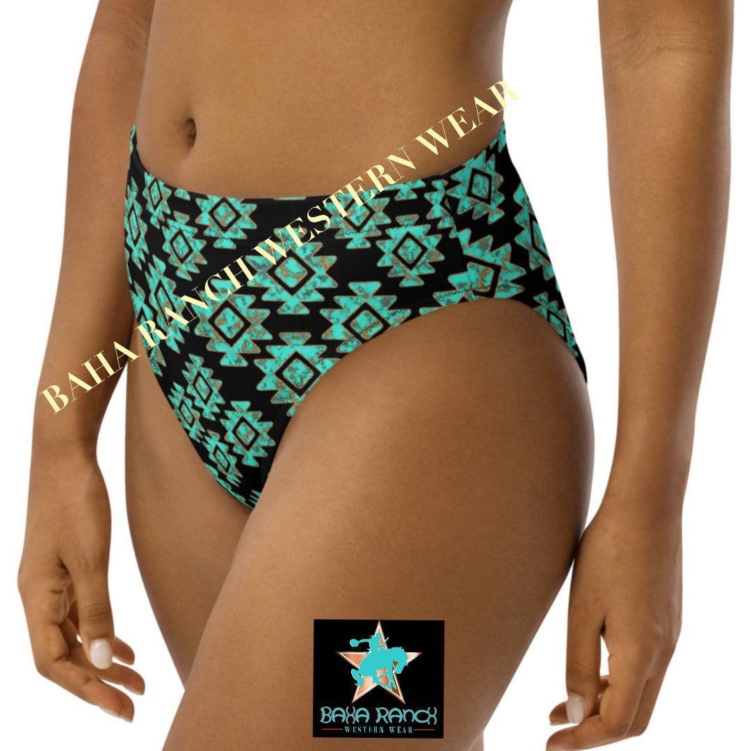 READY TO SHIP Yeehaw Turquoise Aztec Bikini Bottom SIZE MEDIUM