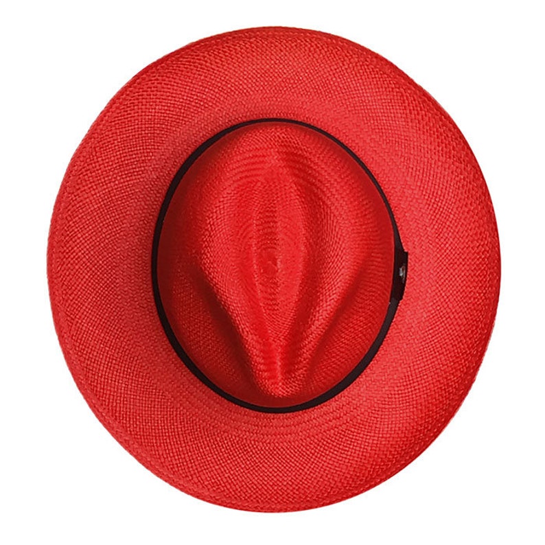 Advanced Original Panama Hat-Red Classic Fedora-Handwoven in Ecuador(HatBox Included)