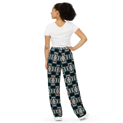 Turquoise Cross Unisex Wide Leg Pants