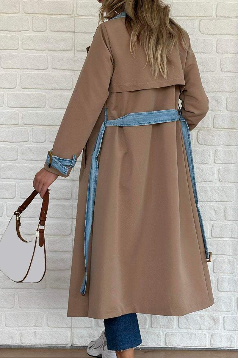 Women's Elegant Colorblocked Long Coat