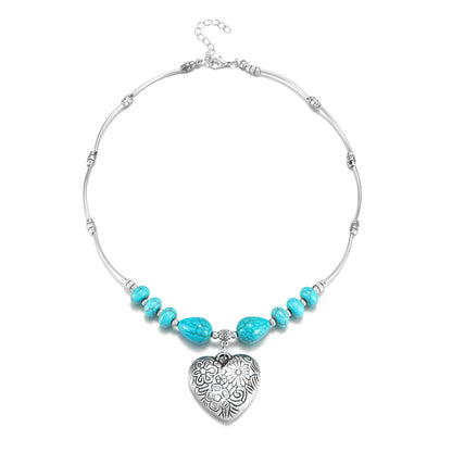 Female Ethnic Heart-shaped Alloy Necklace