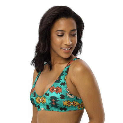 Yeehaw Turquoise Aztec Bikini Top