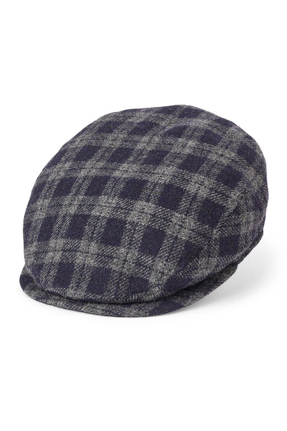 Darcy Navy Check Flat Cap