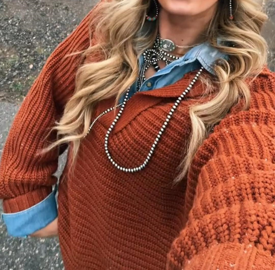 Orange Lapel Sweater