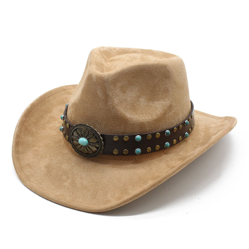 Men's Vintage Western Cowboy Hat Suede Knight British Felt Hat