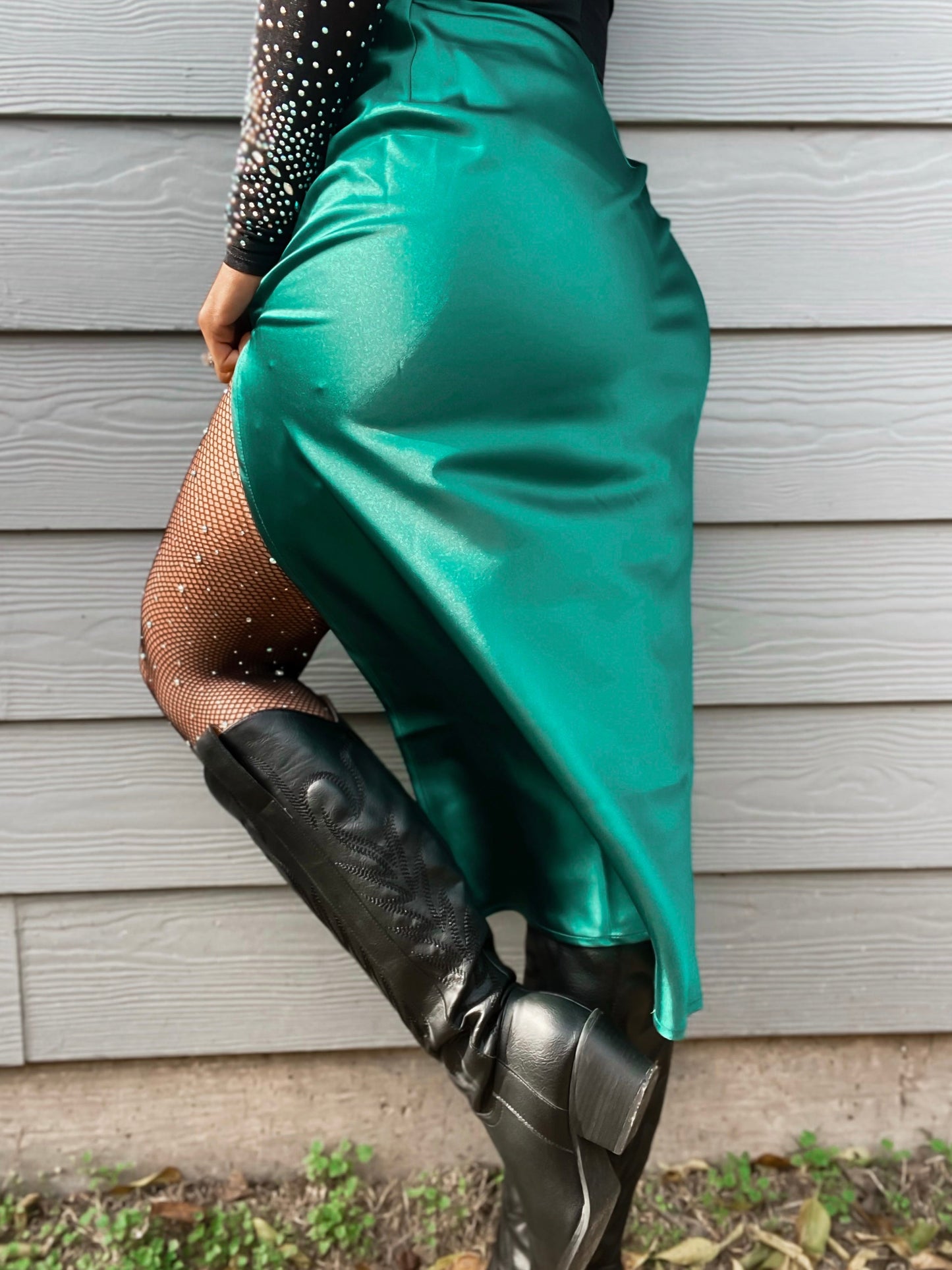 Midnight Green Midi Skirt