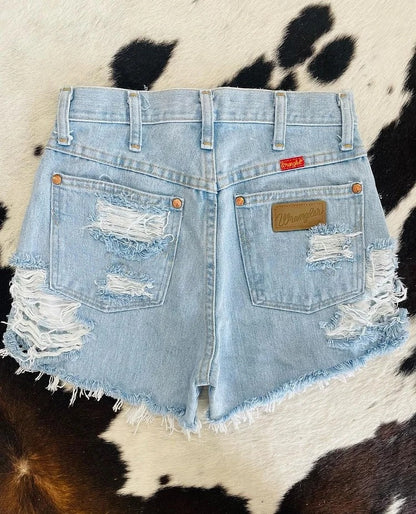 Retro Washed High Waist Ripped Denim Shorts - Four Colors