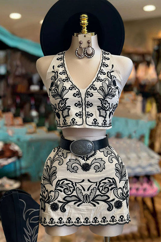 Beautiful Floral Print Halter Set