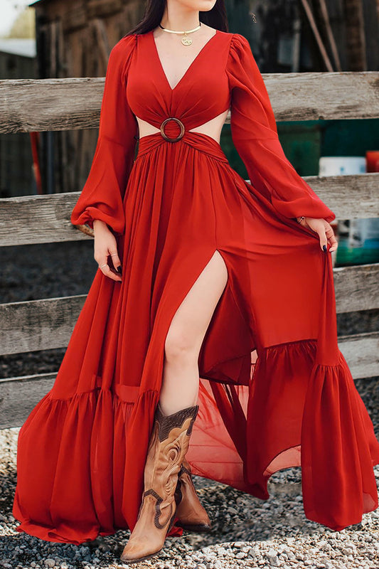 Slit Hollow Maxi Dress