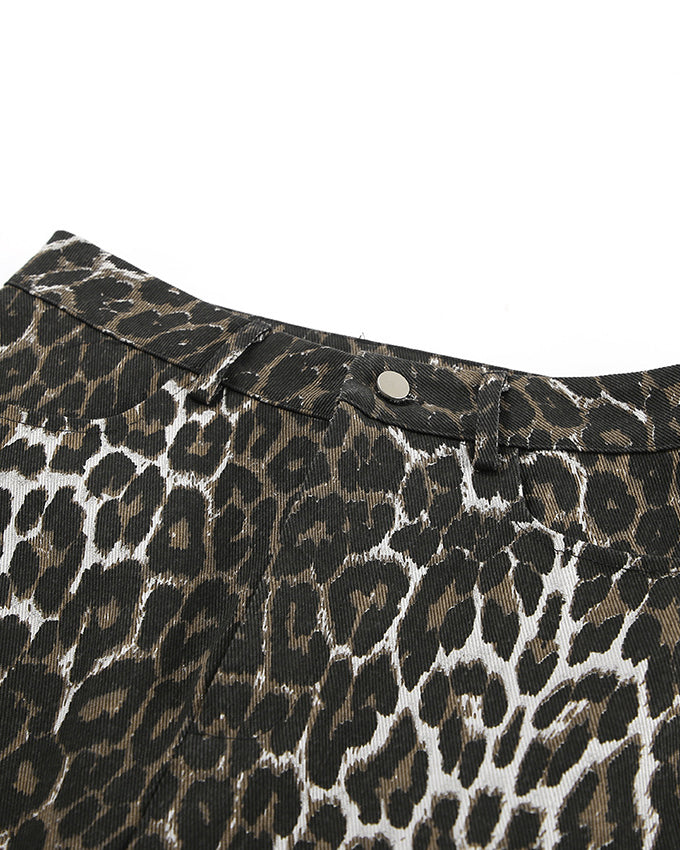 Pure Cotton Leopard Print Straight Skirt